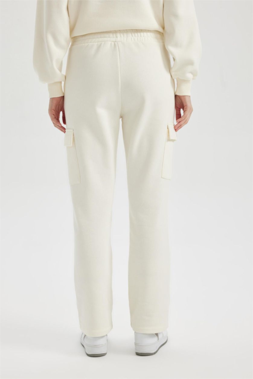 WOMAN Ecru Standard Fit Wide Leg Long Sweatpants