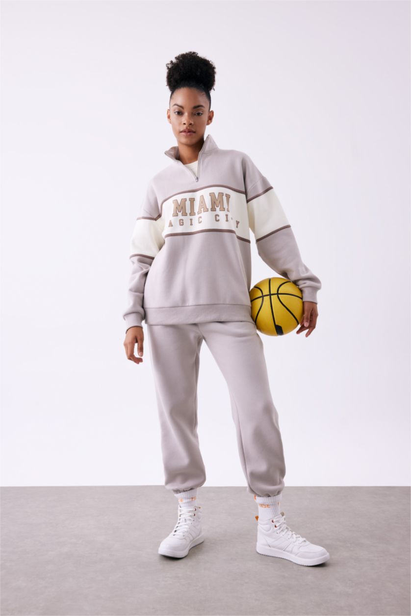 حريمي اللون الحجري بنطلون سويت بانتس تقيل قصة عادية بجيب