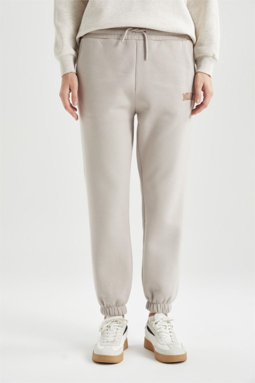 حريمي اللون الحجري بنطلون سويت بانتس تقيل قصة عادية بجيب