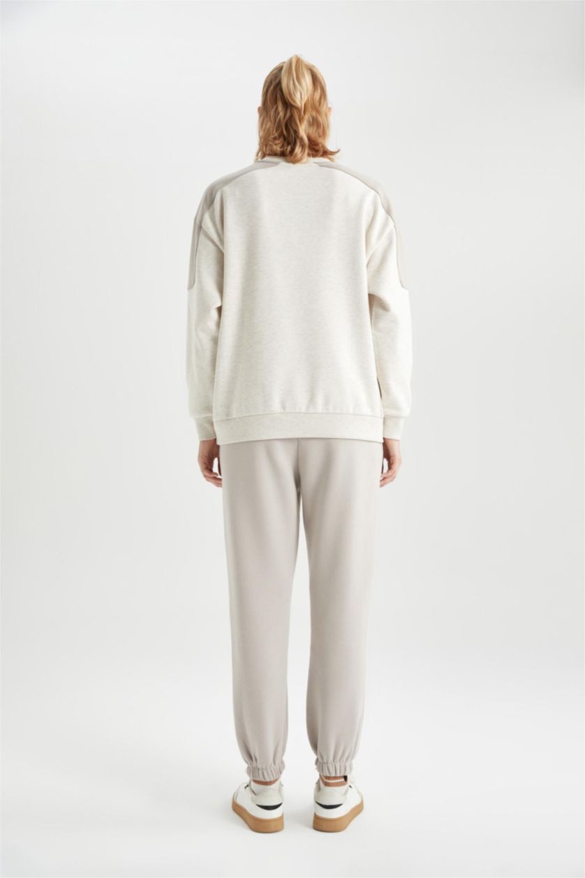 حريمي اللون الحجري بنطلون سويت بانتس تقيل قصة عادية بجيب