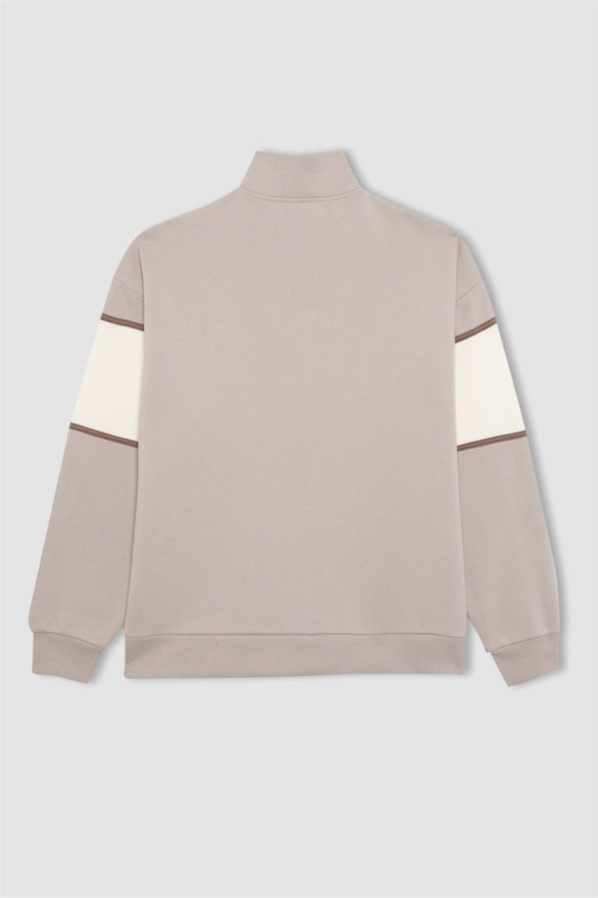 FEMME Beige Sweatshirt Oversize Avec Demi-Zip De Defactofit