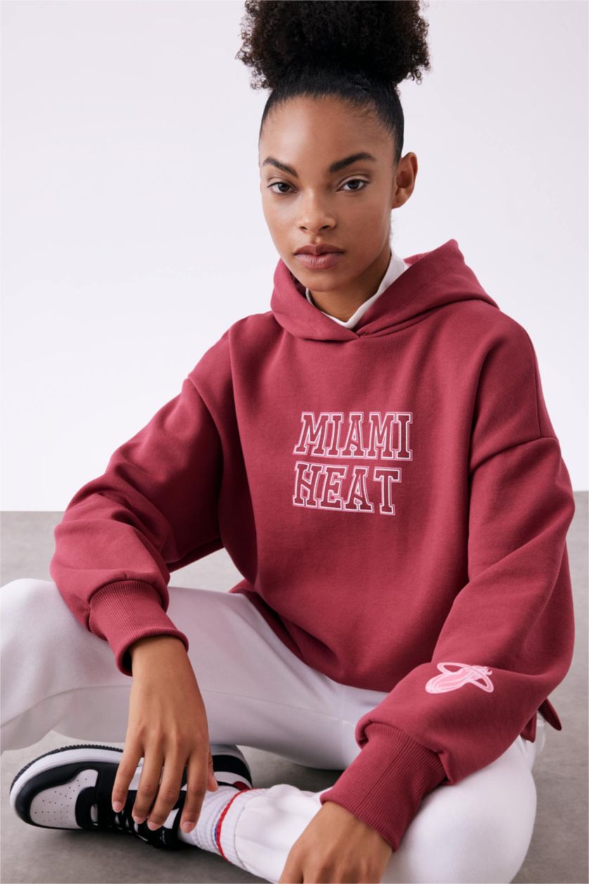 FEMME Bordeaux Clair Sweat à Capuche Manche Longue NBA