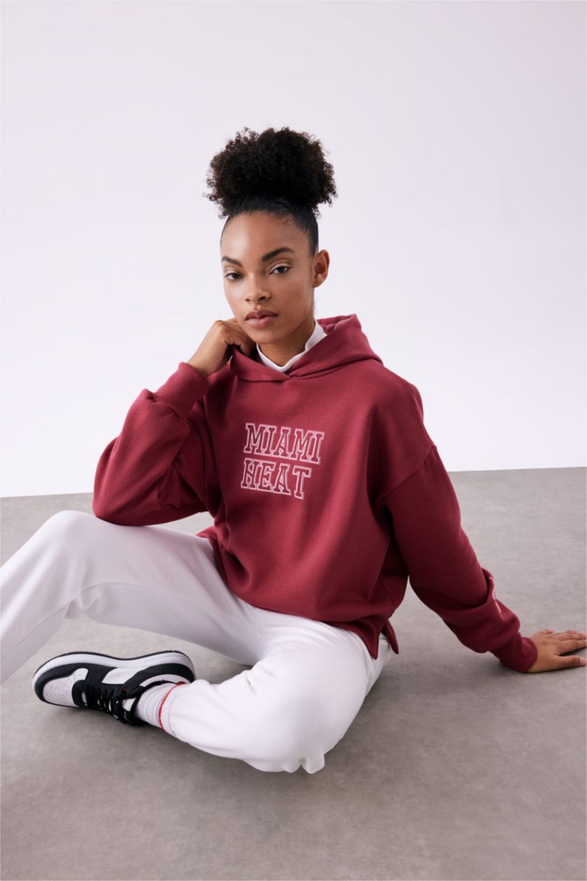 FEMME Bordeaux Clair Sweat à Capuche Manche Longue NBA