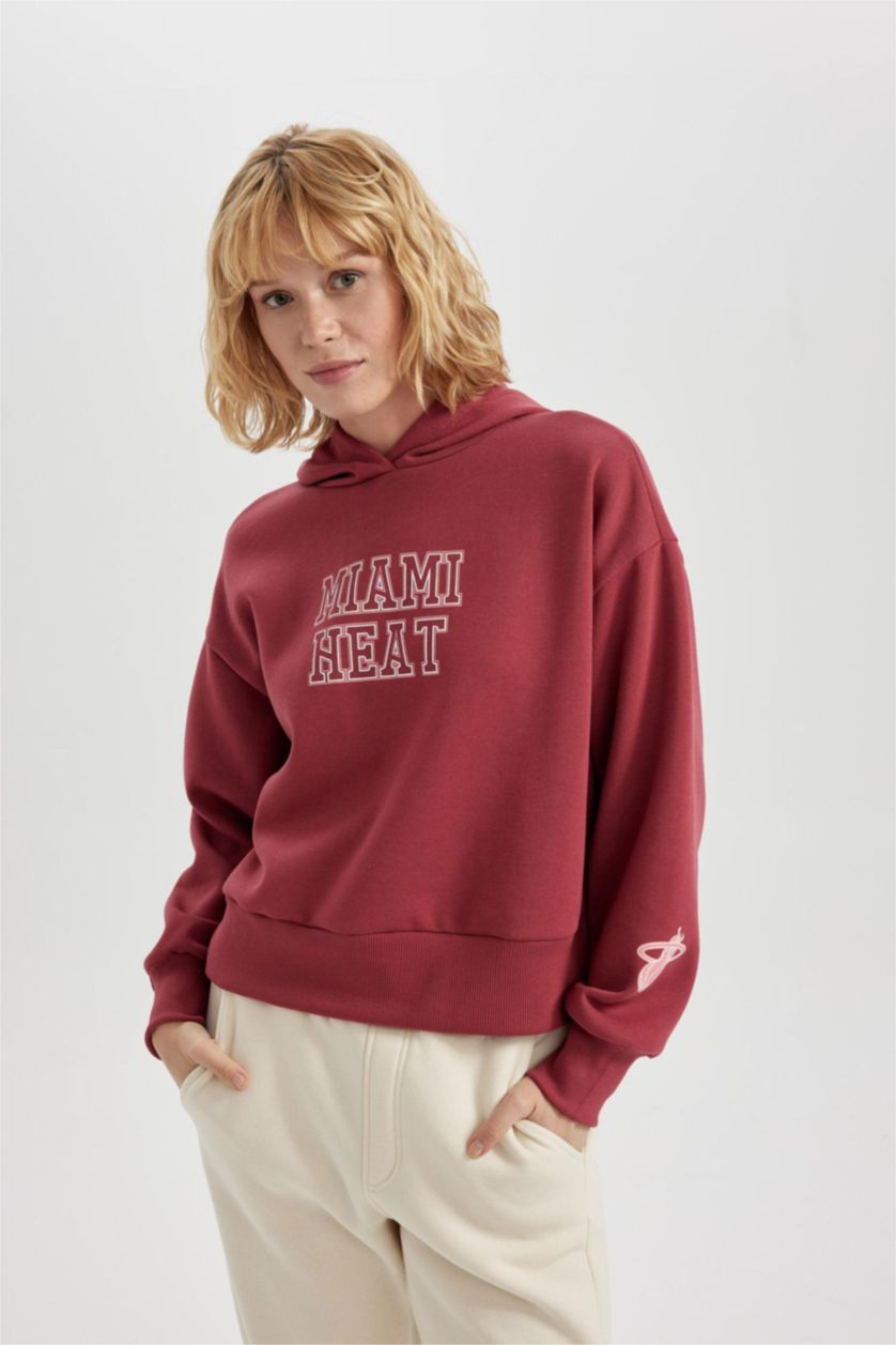 FEMME Bordeaux Clair Sweat à Capuche Manche Longue NBA