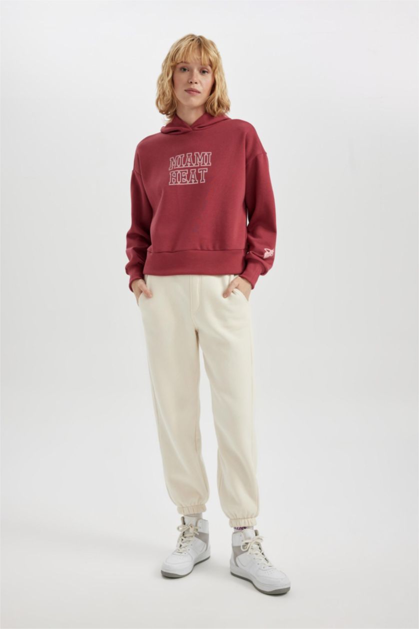 FEMME Bordeaux Clair Sweat à Capuche Manche Longue NBA