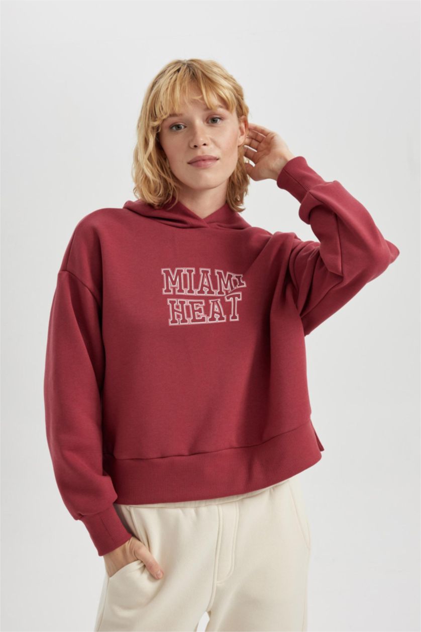FEMME Bordeaux Clair Sweat à Capuche Manche Longue NBA