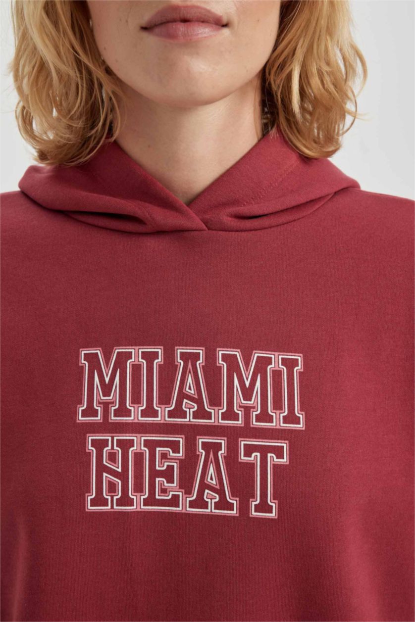 FEMME Bordeaux Clair Sweat à Capuche Manche Longue NBA