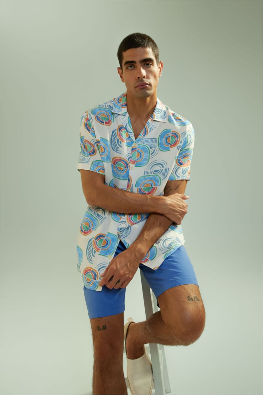 HOMME Écru Chemise À Manches Courtes Coupe Moderne