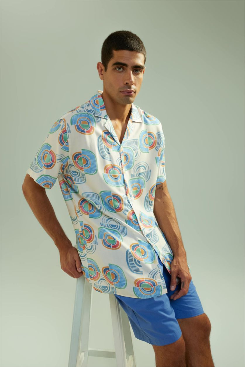 HOMME Écru Chemise À Manches Courtes Coupe Moderne