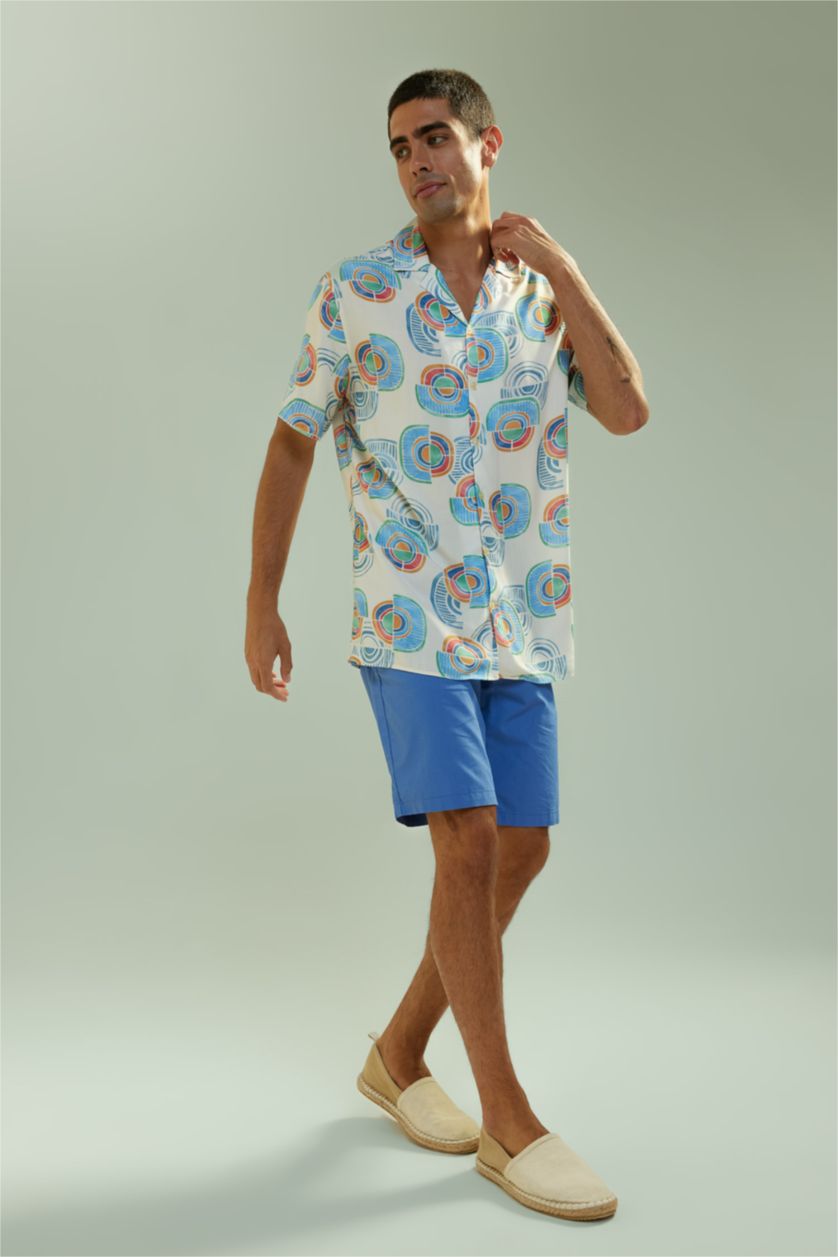 HOMME Écru Chemise À Manches Courtes Coupe Moderne