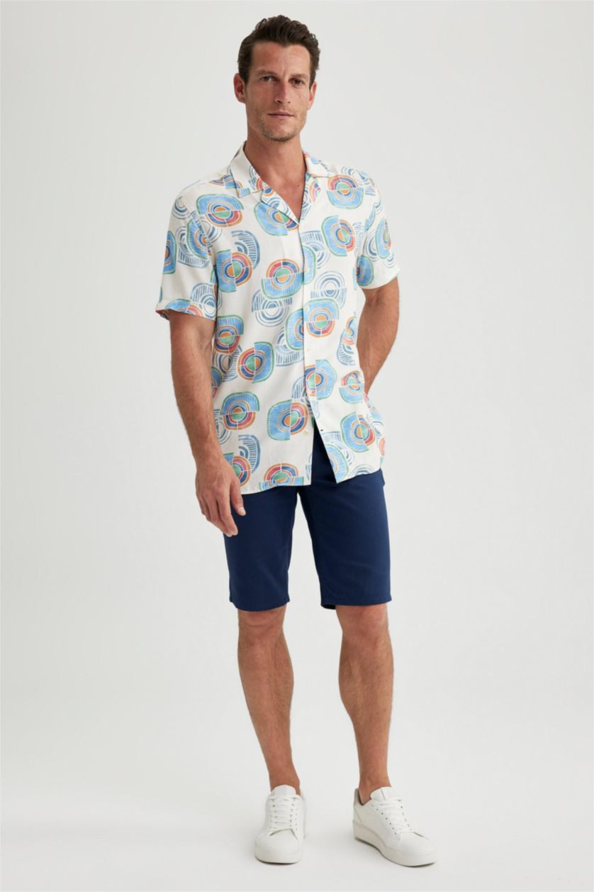 HOMME Écru Chemise À Manches Courtes Coupe Moderne