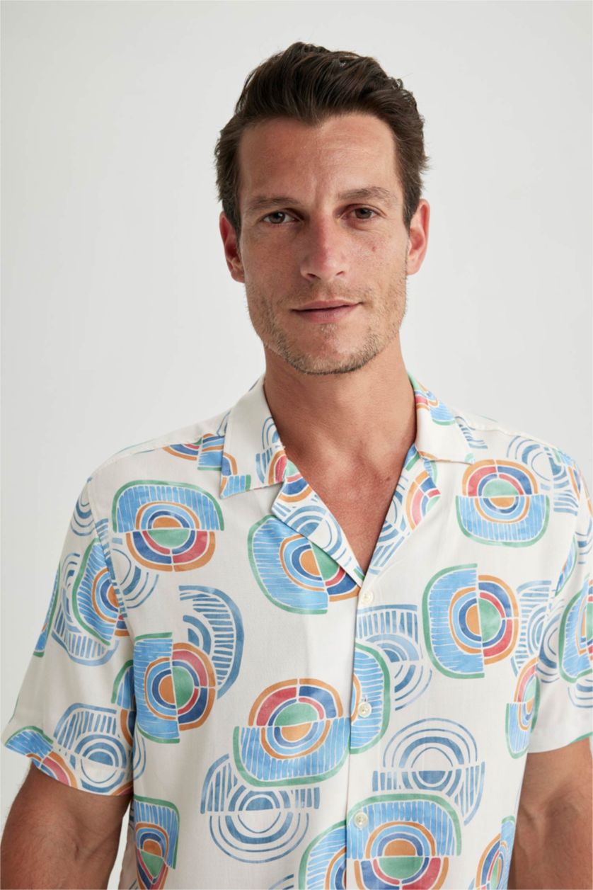 HOMME Écru Chemise À Manches Courtes Coupe Moderne