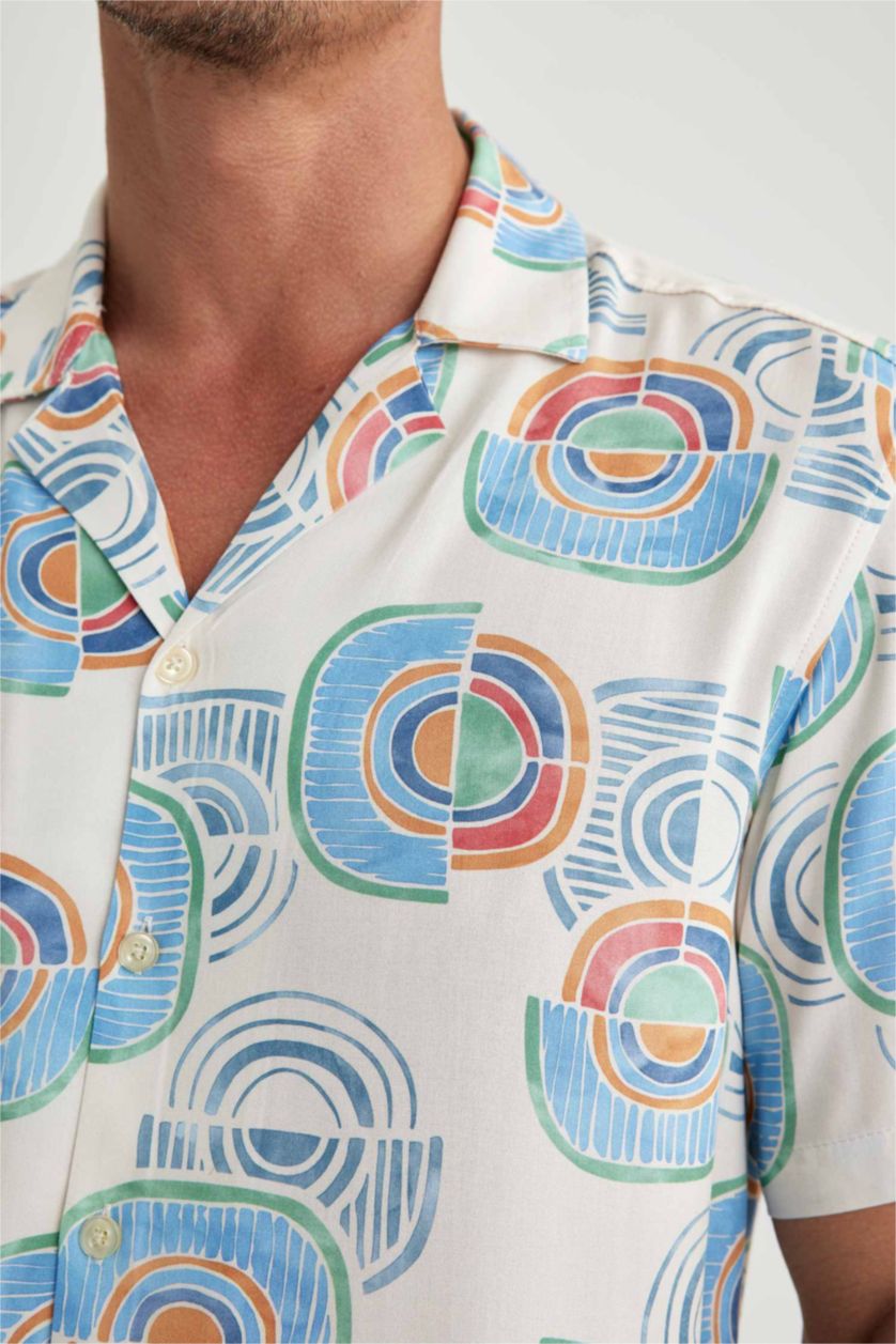 HOMME Écru Chemise À Manches Courtes Coupe Moderne