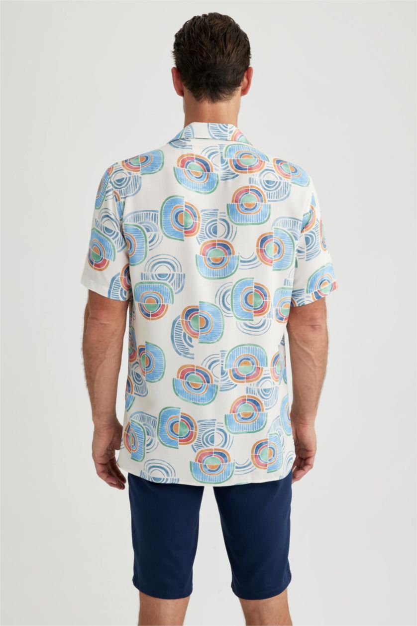 HOMME Écru Chemise À Manches Courtes Coupe Moderne