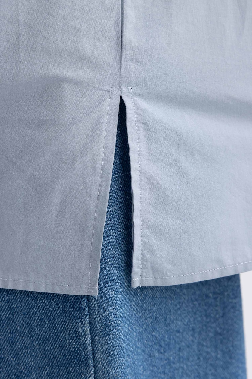 نساء أزرق فاتح Relax Fit Poplin Long Sleeve Tunic
