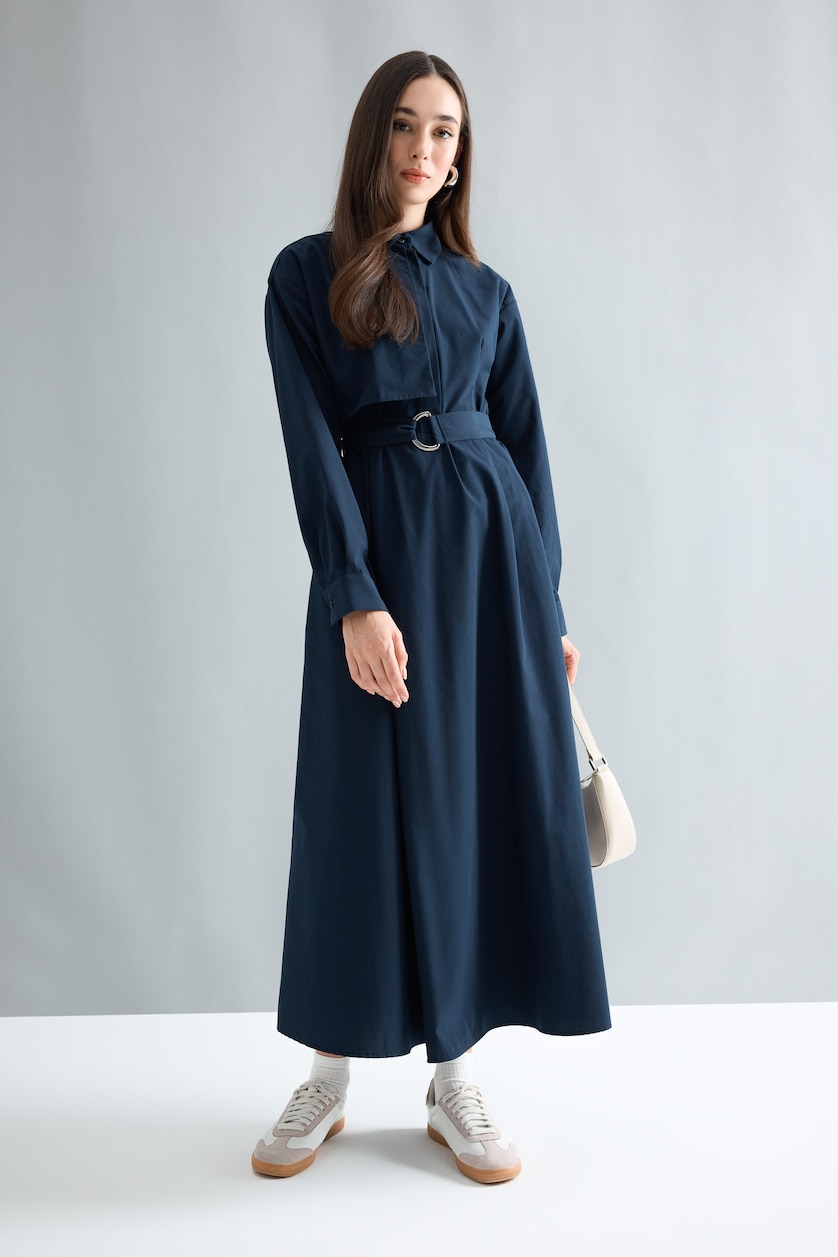 Woman NAVY Poplin Dress