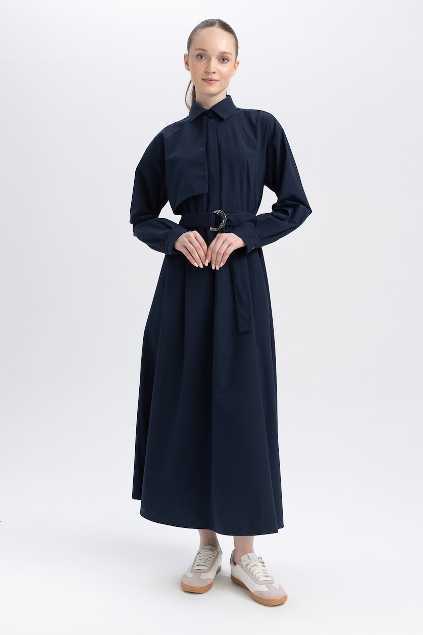 Woman NAVY Poplin Dress
