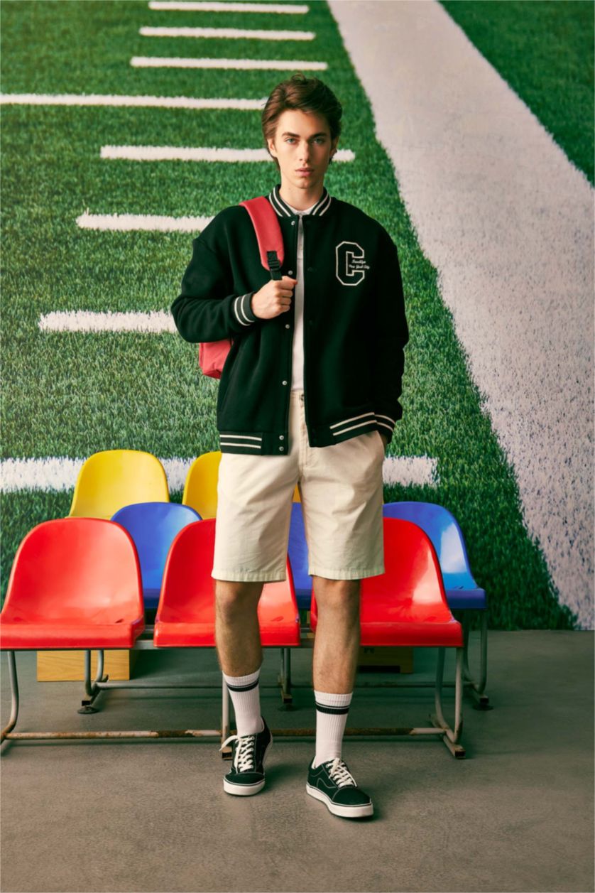 HOMME Écru Short Bermuda à Coupe Régulière