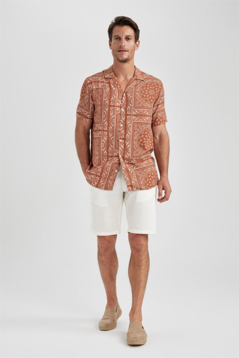 HOMME Écru Short Bermuda à Coupe Régulière