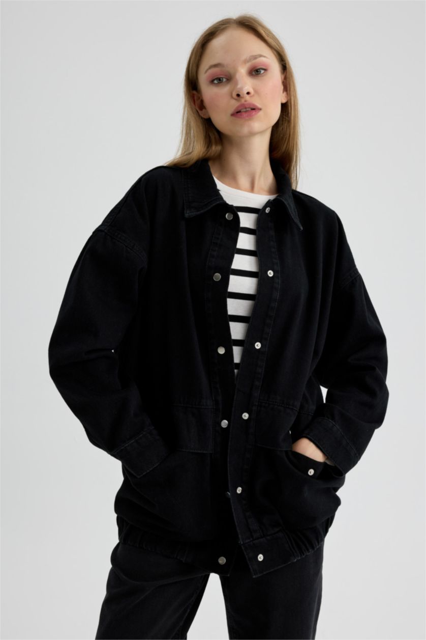 WOMAN Black Oversize Fit Denim Jacket