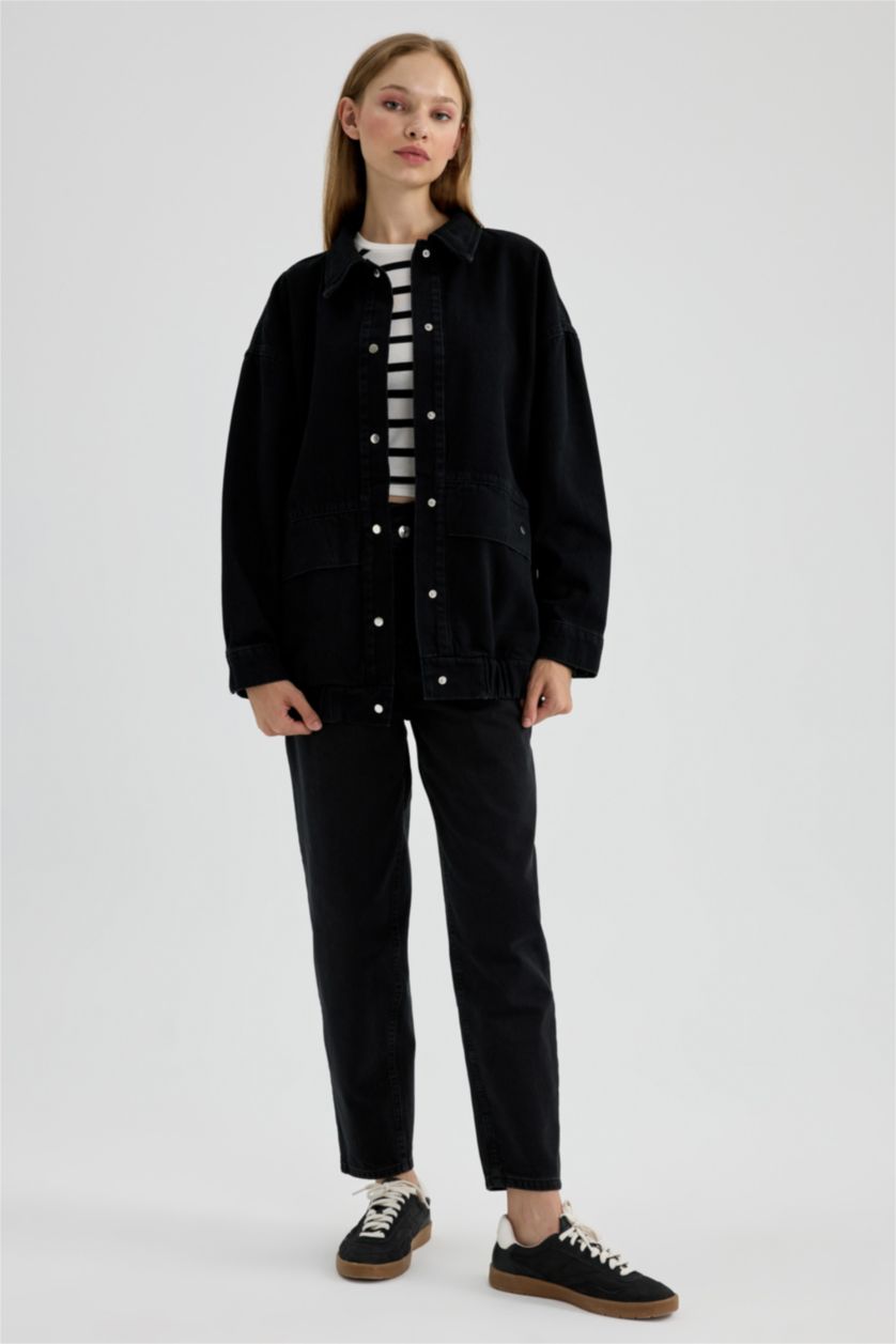 WOMAN Black Oversize Fit Denim Jacket