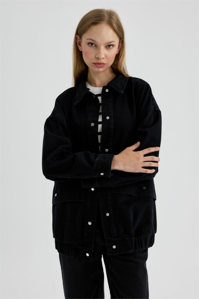 WOMAN Black Oversize Fit Denim Jacket