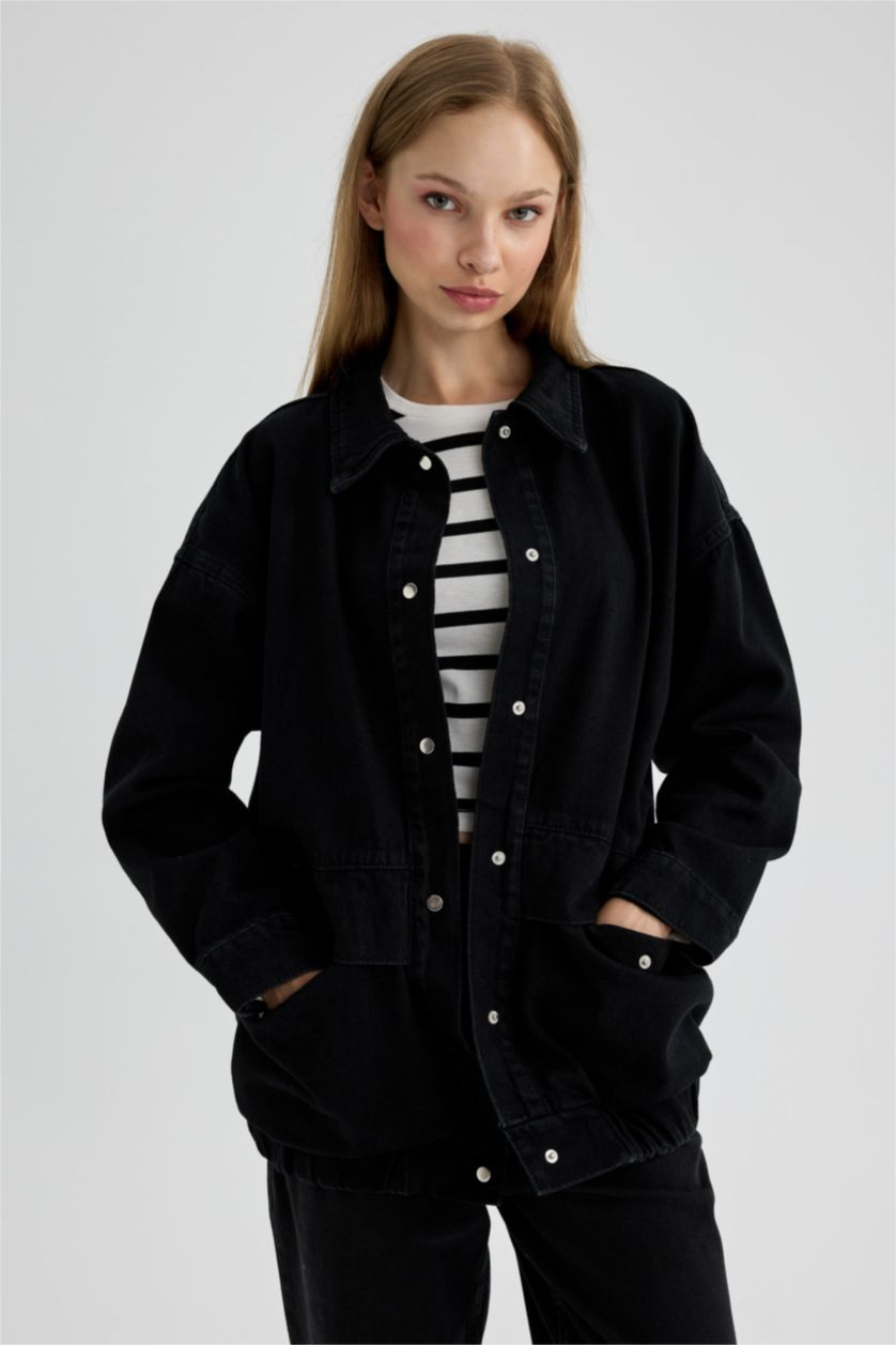 WOMAN Black Oversize Fit Denim Jacket