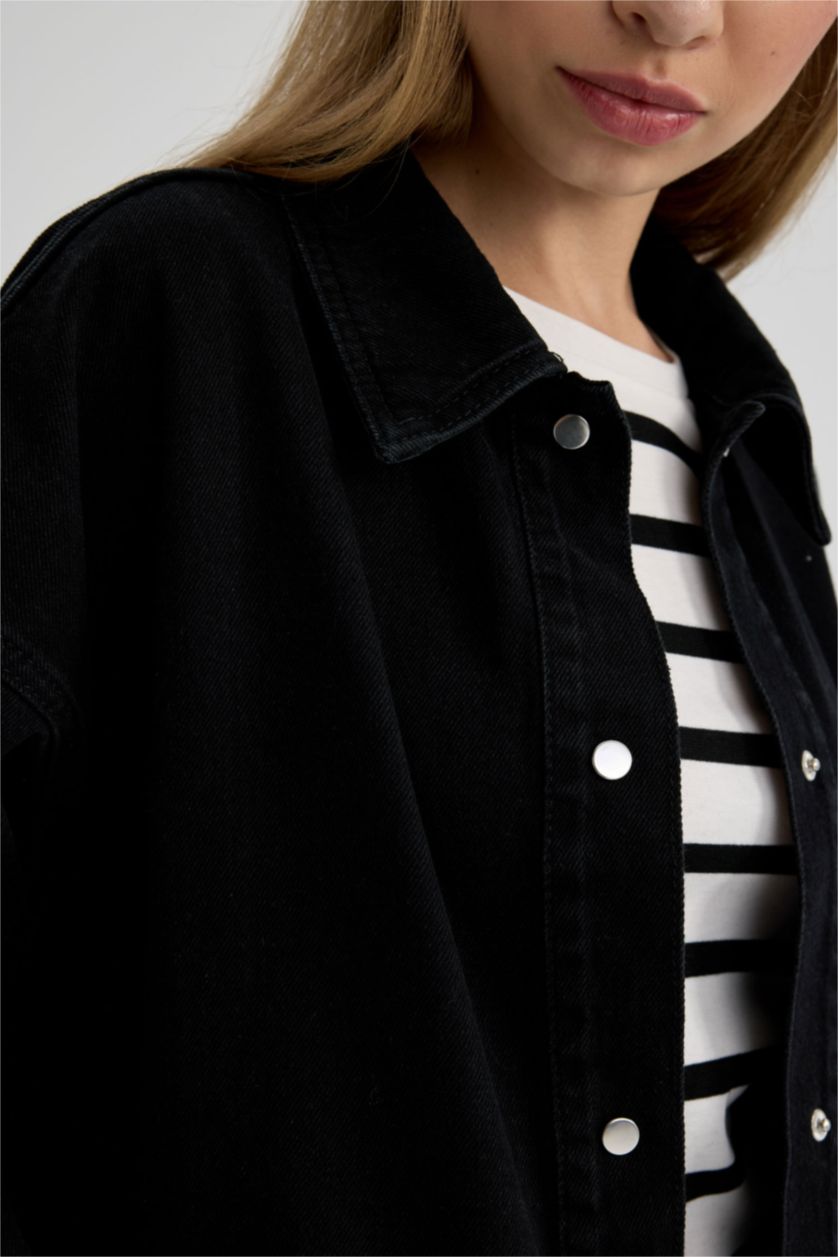 WOMAN Black Oversize Fit Denim Jacket