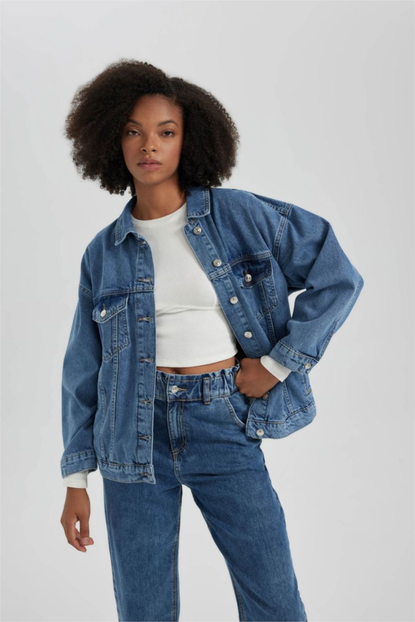 WOMAN Blue Oversize Fit Jean Jacket