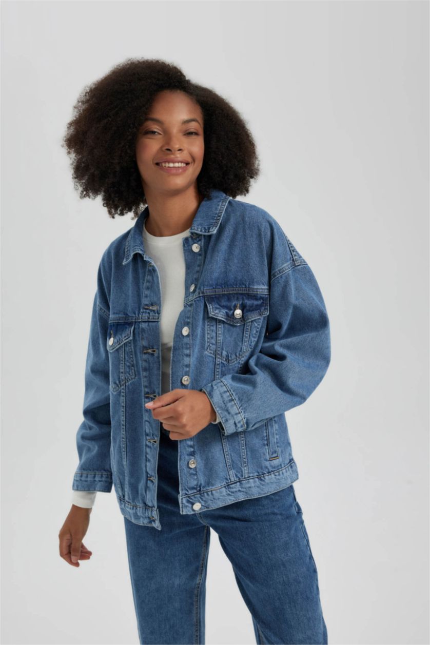 WOMAN Blue Oversize Fit Jean Jacket