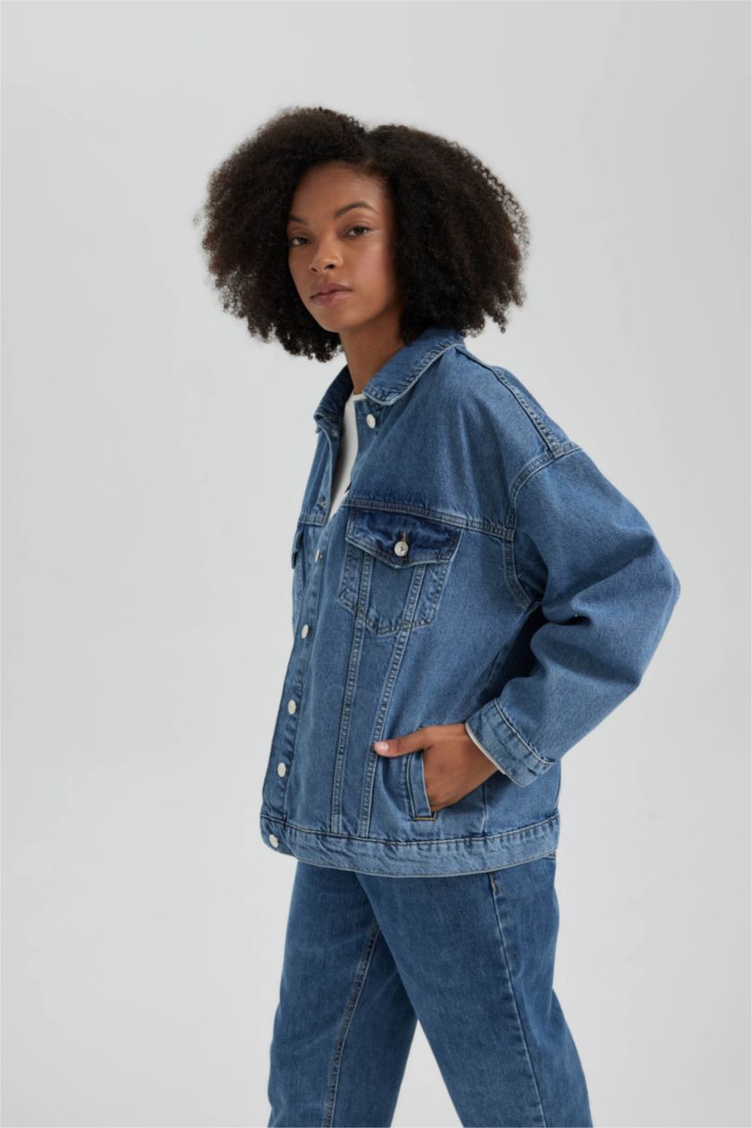 WOMAN Blue Oversize Fit Jean Jacket