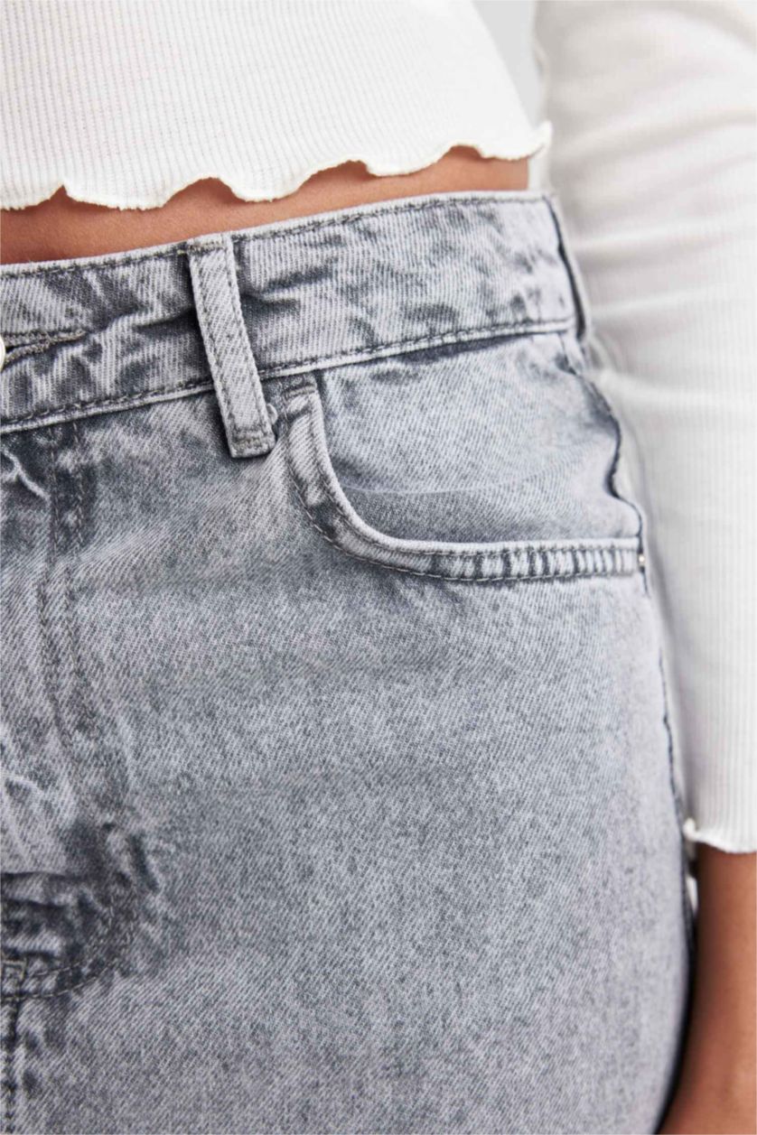 WOMAN Grey Long Fit Denim Skirt