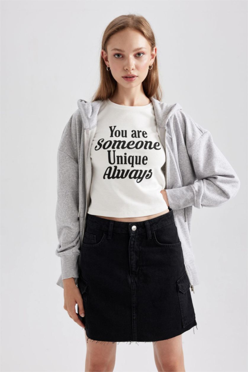 WOMAN Black Cargo Fit Jean Mini Skirt