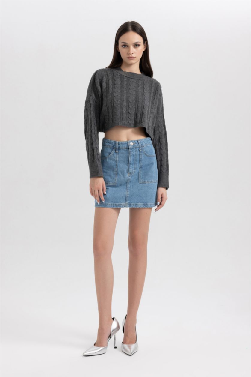 Әйелдерге Көк карго пішімі қысқа ұзындық Юбка