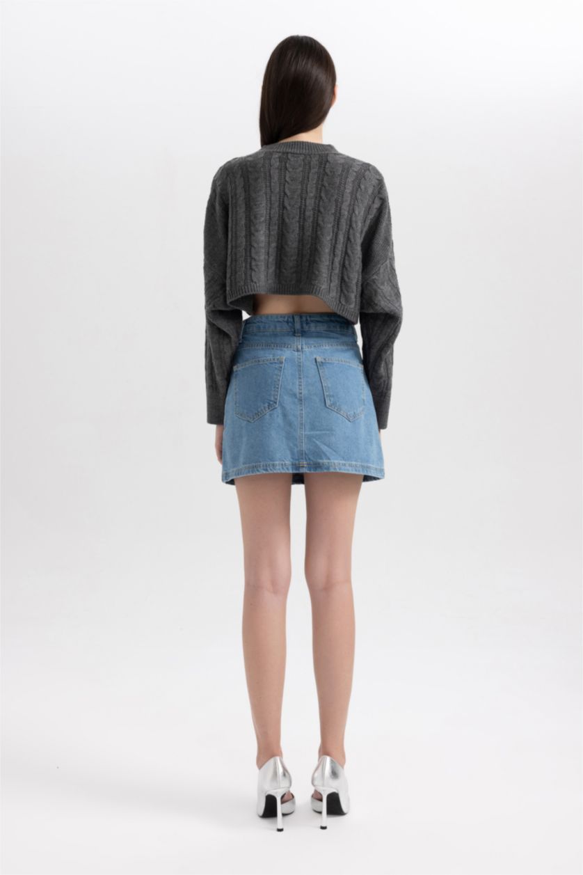 Әйелдерге Көк карго пішімі қысқа ұзындық Юбка