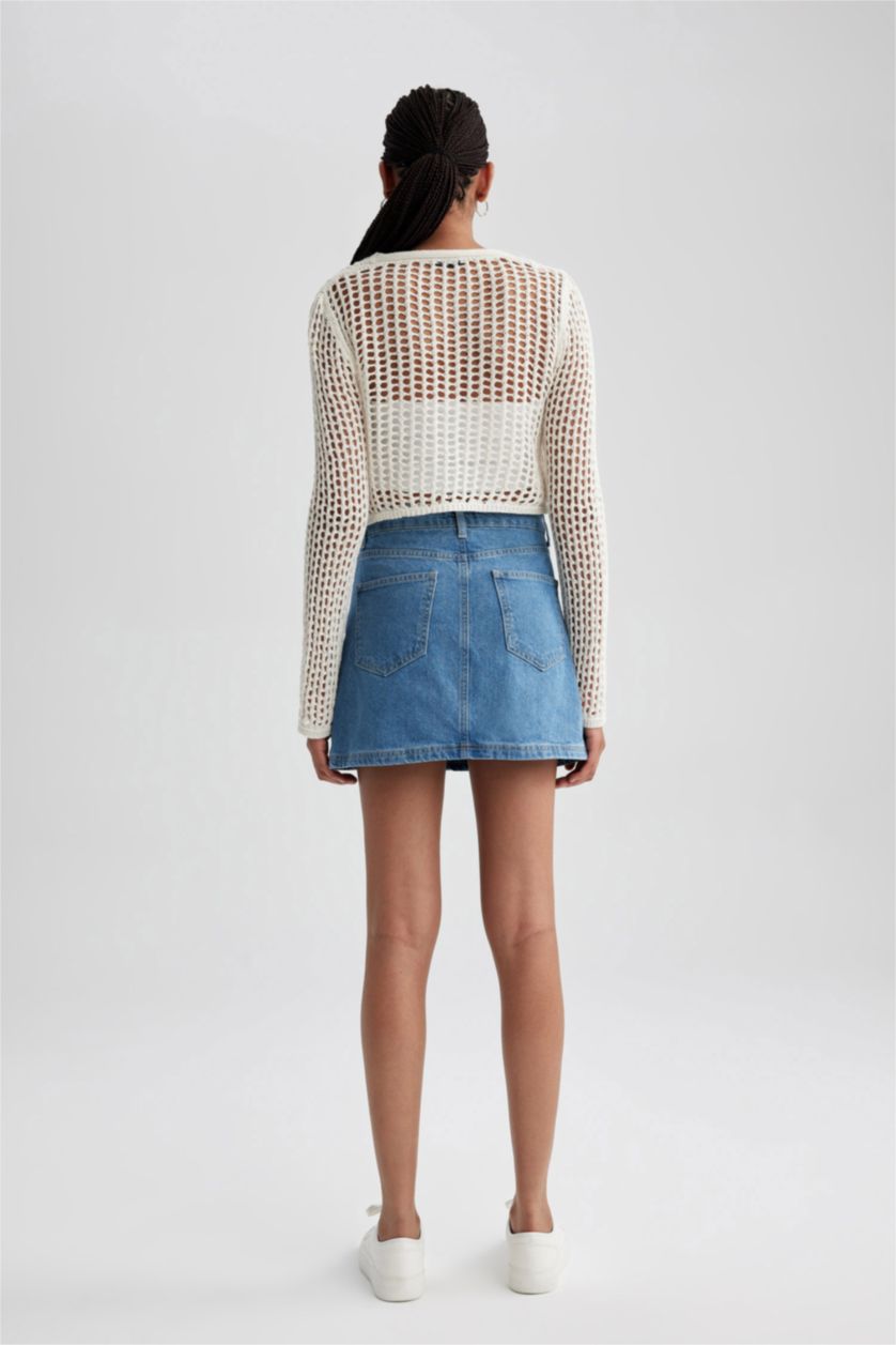 Әйелдерге Көк карго пішімі қысқа ұзындық Юбка