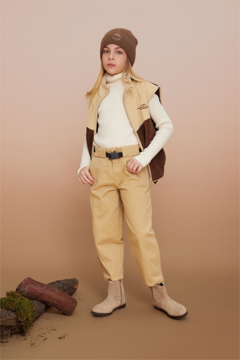 GIRLS & TEENS Stone Slouchy Fit Gabardine Trousers