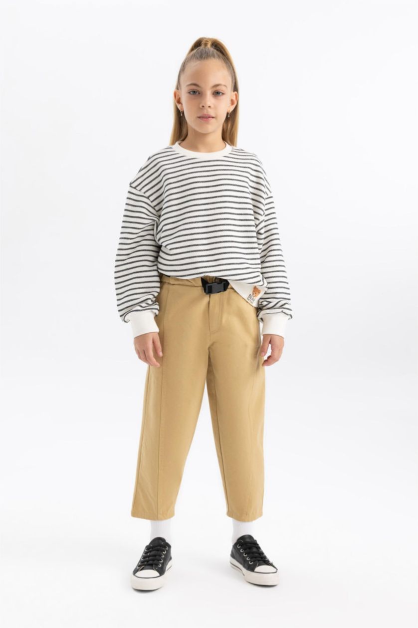 GIRLS & TEENS Stone Slouchy Fit Gabardine Trousers