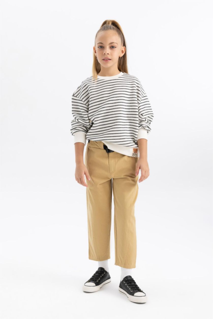 GIRLS & TEENS Stone Slouchy Fit Gabardine Trousers