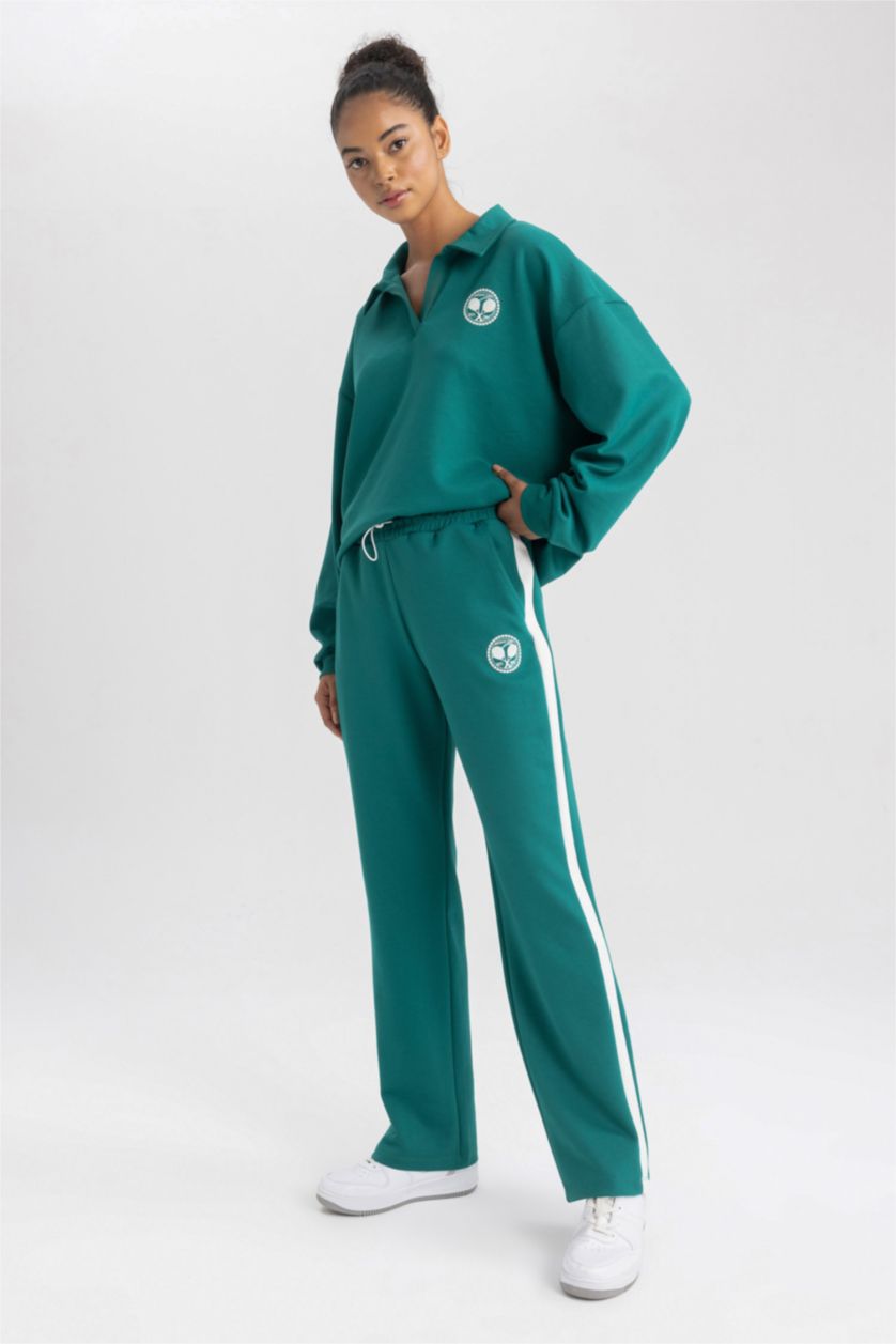 Женщины Зеленый Спортивные штаны широкого кроя, DeFactoFit