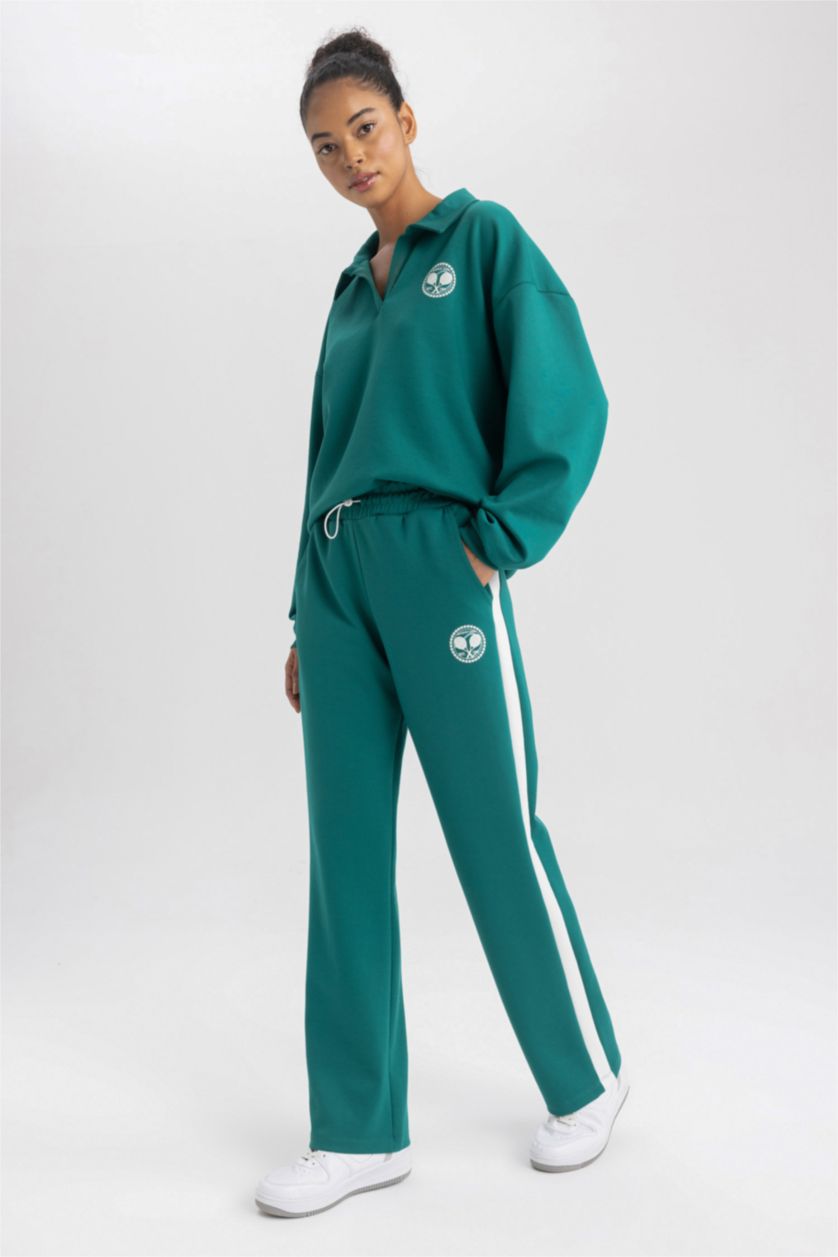 Женщины Зеленый Спортивные штаны широкого кроя, DeFactoFit