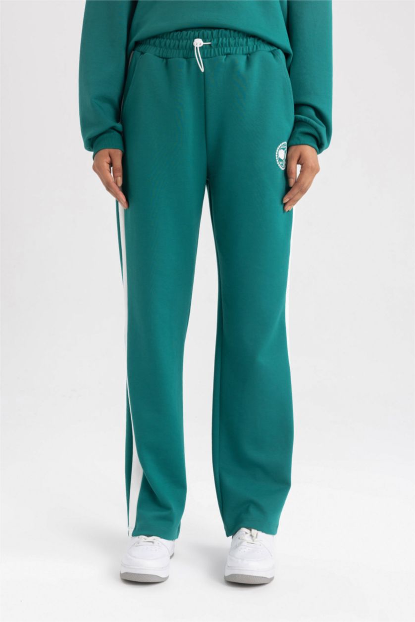 Женщины Зеленый Спортивные штаны широкого кроя, DeFactoFit