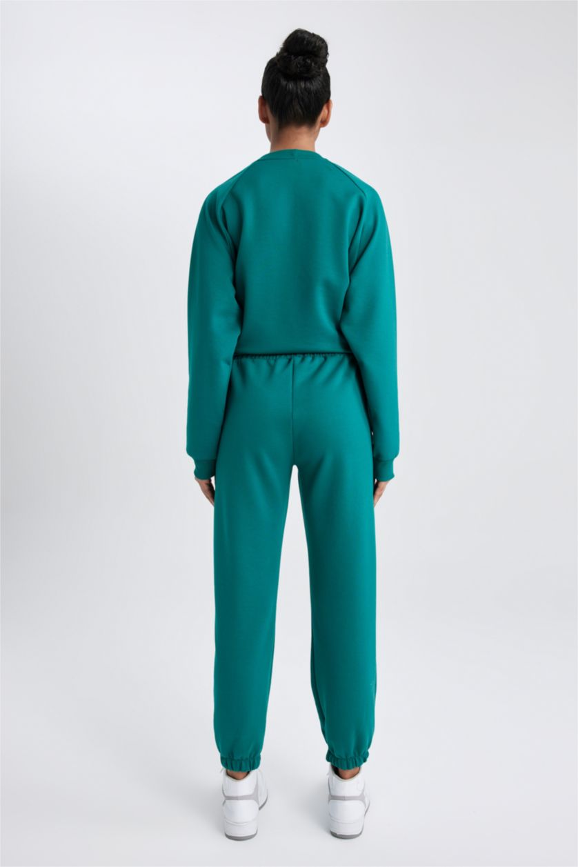 حريمي أخضر بنطلون سويت بانتس قماش سكوبا قصة عادية من DeFactoFit