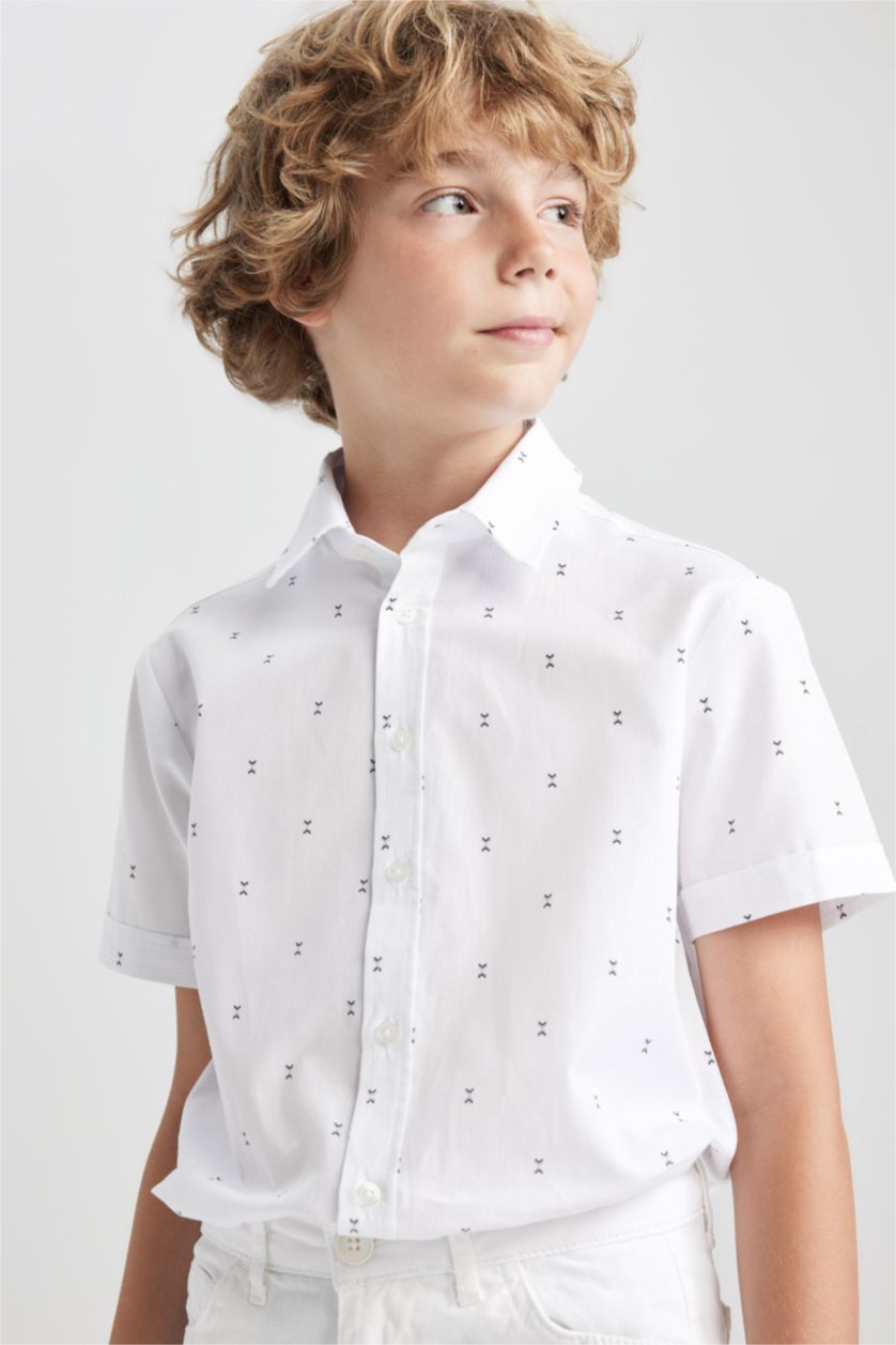 Boys & Teens White Regular Fit Short Sleeve Shirt
