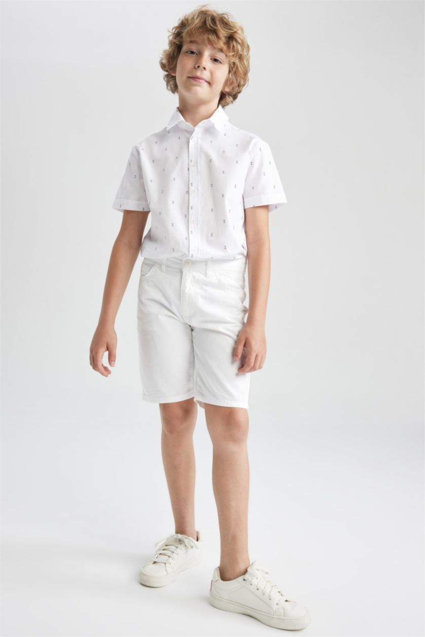 Boys & Teens White Regular Fit Short Sleeve Shirt