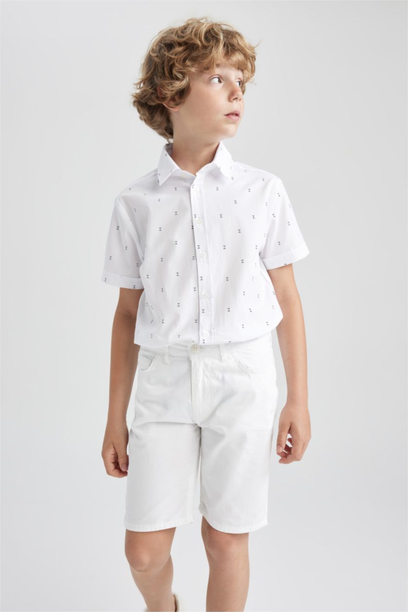 Boys & Teens White Regular Fit Short Sleeve Shirt