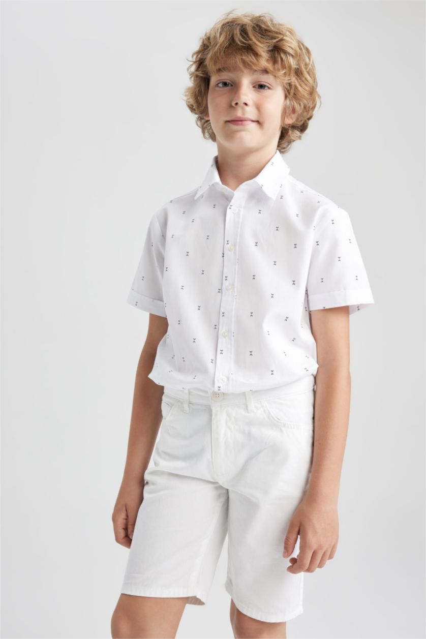 Boys & Teens White Regular Fit Short Sleeve Shirt