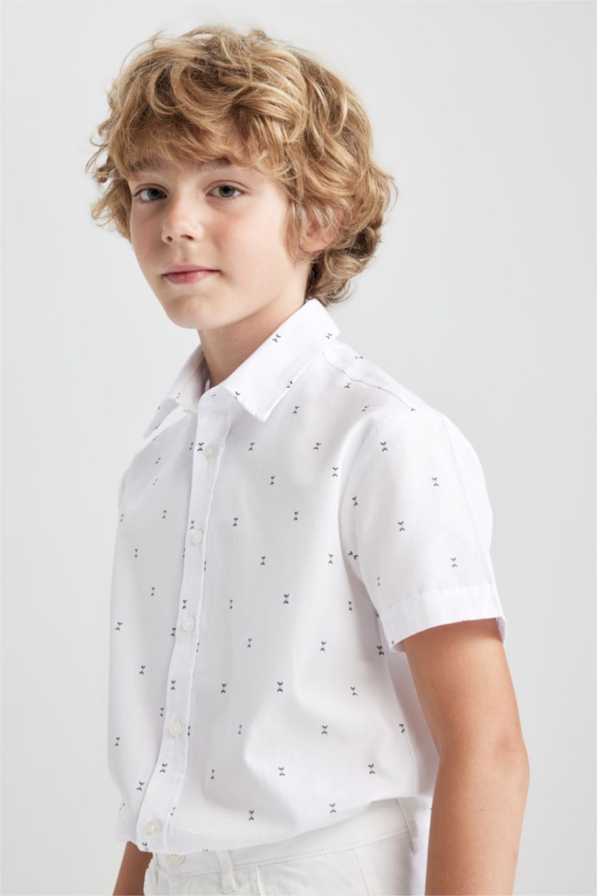 Boys & Teens White Regular Fit Short Sleeve Shirt