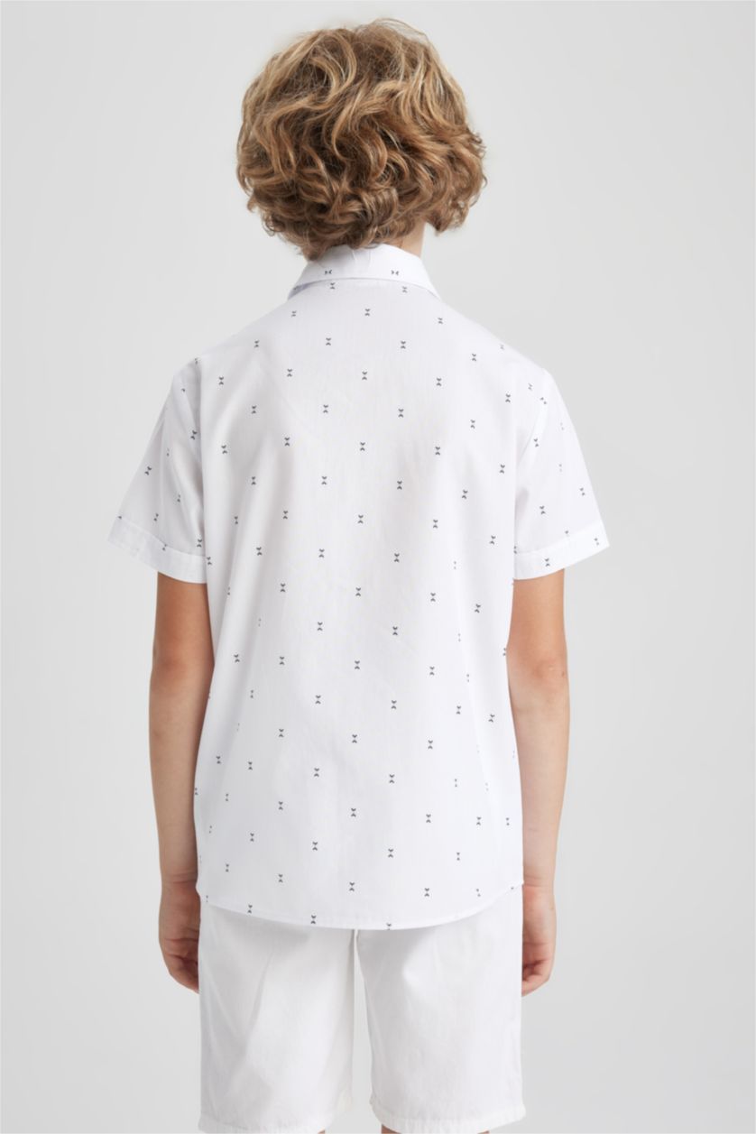 Boys & Teens White Regular Fit Short Sleeve Shirt