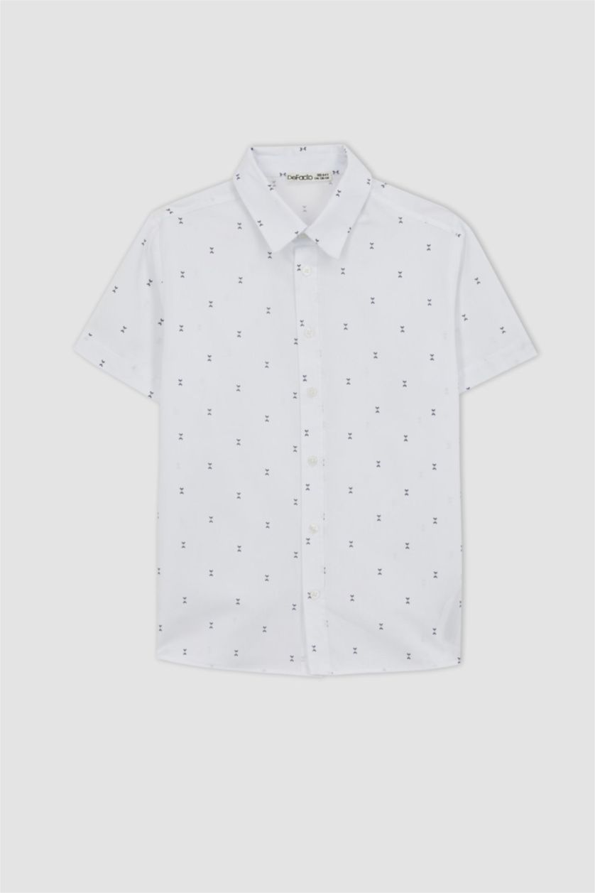 Boys & Teens White Regular Fit Short Sleeve Shirt